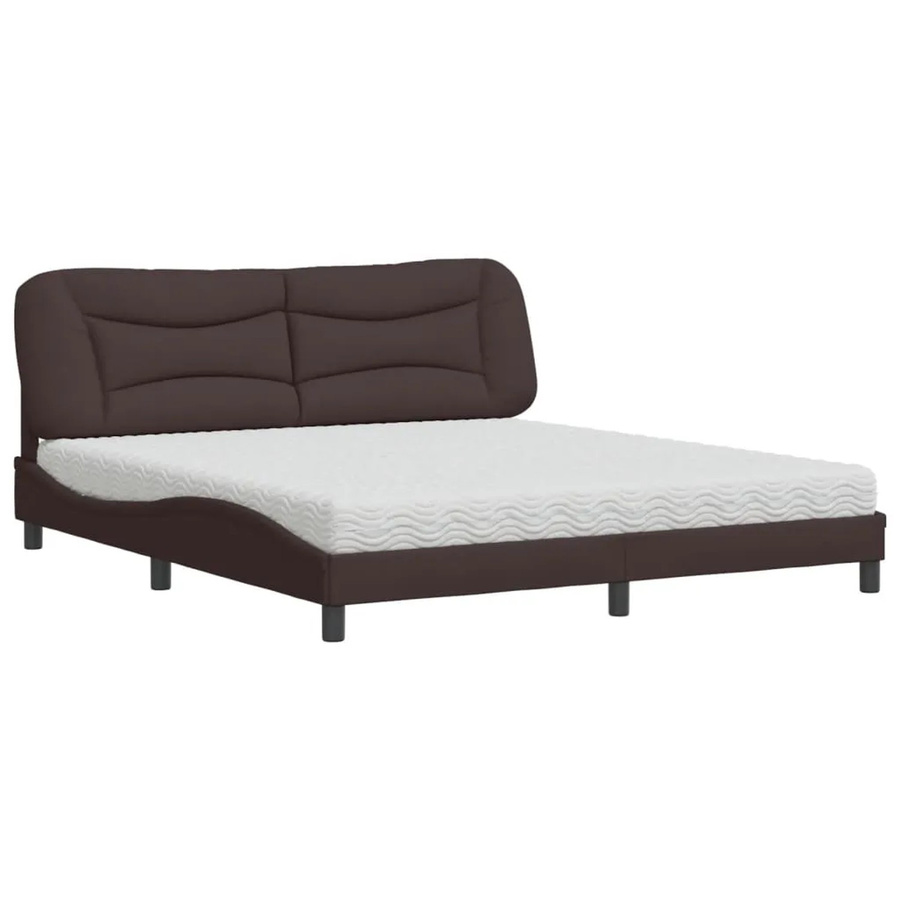 vidaXL Bett mit Matratze aus Kiefernholz und Stoff in Dunkelbraun B/T/H: 180 x 200 x 185 cm - Bild 2