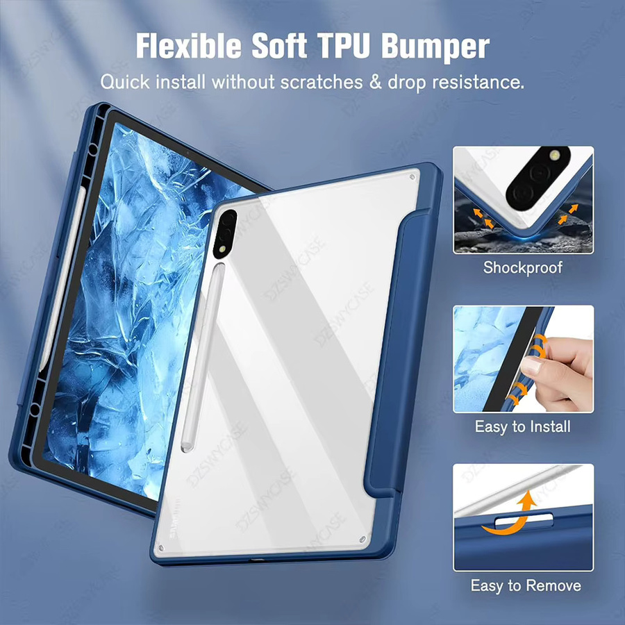 Stoßfeste Schutzhülle für Samsung Galaxy Tab S8 11 Zoll (2022) und Tab S7 11 Zoll (2020) mit transparenter Hartschalen-Rückseite in Blau - Bild 3