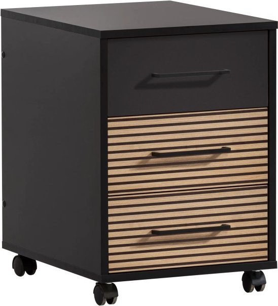 PROREGAL Rollcontainer Raven in Schwarz mit 3 Schubladen und Rollen, H x B x T: 57 x 40 x 50 cm - Bild 1
