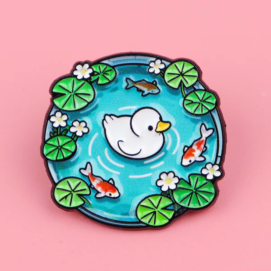 Anstecknadel Emaille, Enten-Schwein-Tier-Thema, Bunt, Unisex - Bild 1