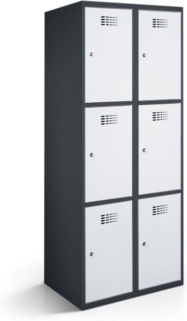 rotstahl Fächerschrank mit 6 Fächern in Anthrazitgrau und Hellgrau, B/T/H: 60 x 50 x 180 cm - Bild 1