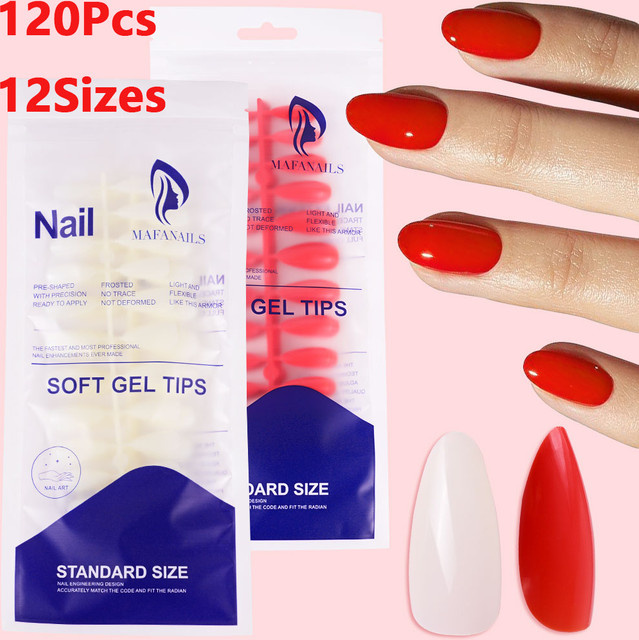 MAFANAILS Kunstnägel zum Aufdrücken, rot/weiß, glänzend, 120 Stück, Damen - Bild 1