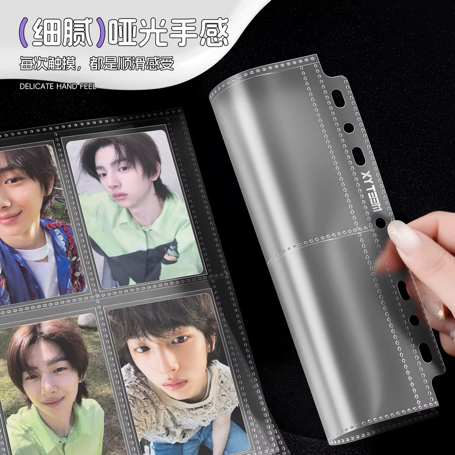 MEET YX Matte Fotoseiten-Nachfüllung für A4 und A5 Ordner mit 4/9-Gitter-Design für 3 x 3,5 Zoll Fotokarten, transparent und kompatibel mit INSTAX sowie Polaroid-Alben - Bild 3