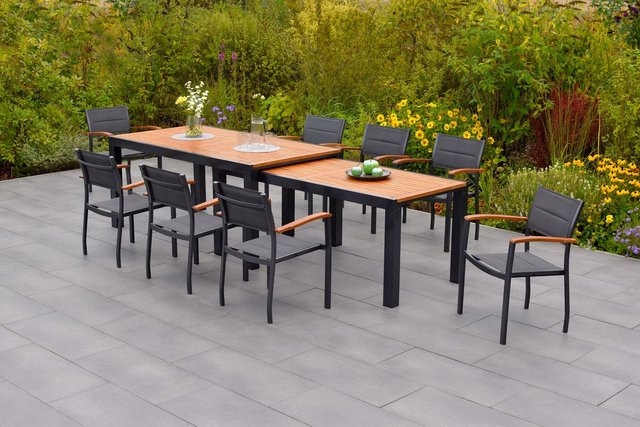 Merxx Gartenmöbelset Paxos 10-teilig aus Akazie, Aluminium und Textil in Grau - Bild 1