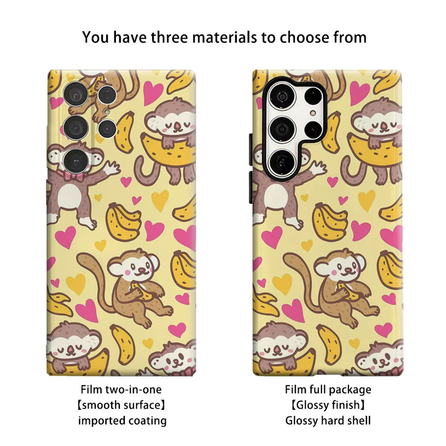 Aurbe Handyhülle für Samsung Galaxy S26 S25 S24 S23 Ultra Plus mit niedlichem Affen- und Bananen-Motiv, mehrfarbig, doppelschichtiger Schutz - Bild 2