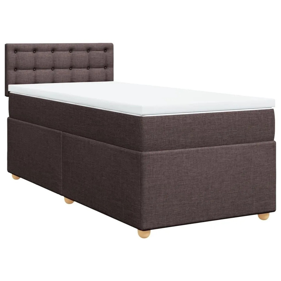 vidaXL Boxspringbett mit Matratze in Dunkelbraun und Weiß, Hybrid-Konstruktion mit Taschenfedern und USB-Ladeport sowie Unterbettbeleuchtung, B/T: 90 x 190 cm - Bild 2