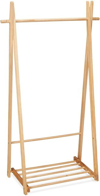 Relaxdays Kleiderständer aus Kiefernholz Natur mit Schubablage, zusammenklappbar, H: 153 cm, B: 87,5 cm, T: 45 cm - Bild 1