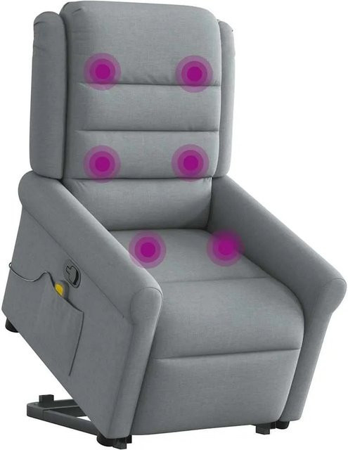 vidaXL Massagesessel mit Aufstehhilfe in Hellgrau aus Stoff mit Armlehnen B/T/H: 73,0 x 91,5 x 102,5 cm - Bild 1