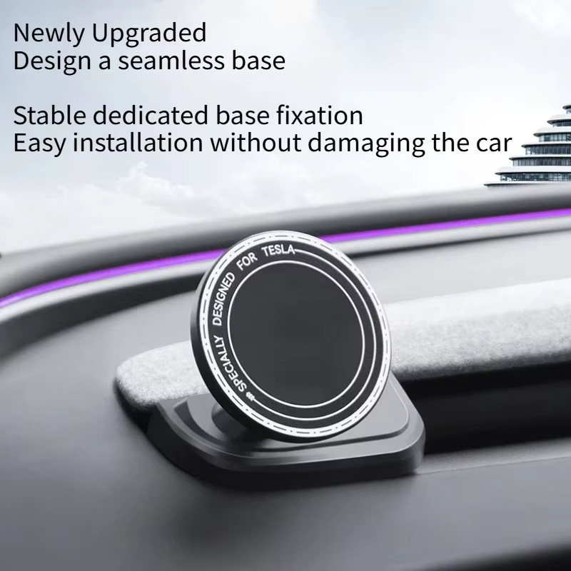 YouGallop Magnetische Drehbare Telefonhalterung für Tesla Model Y Juniper und Model 3 Highland, Armaturenbrett Halterung LHD, Schwarz oder Grau - Bild 4