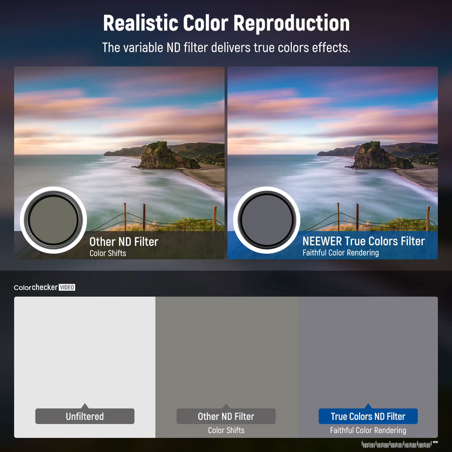NEEWER Variabler ND-Filter ND8-2000 in Schwarz mit True Color und Hard Stop für DSLR- und spiegellose Kameras (3-11 Stopps) - Bild 5