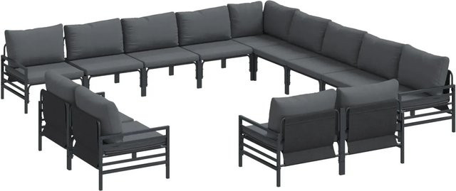 vidaXL Garten-Sofa-Set 13-teilig aus Stahl in Anthrazit - Bild 1