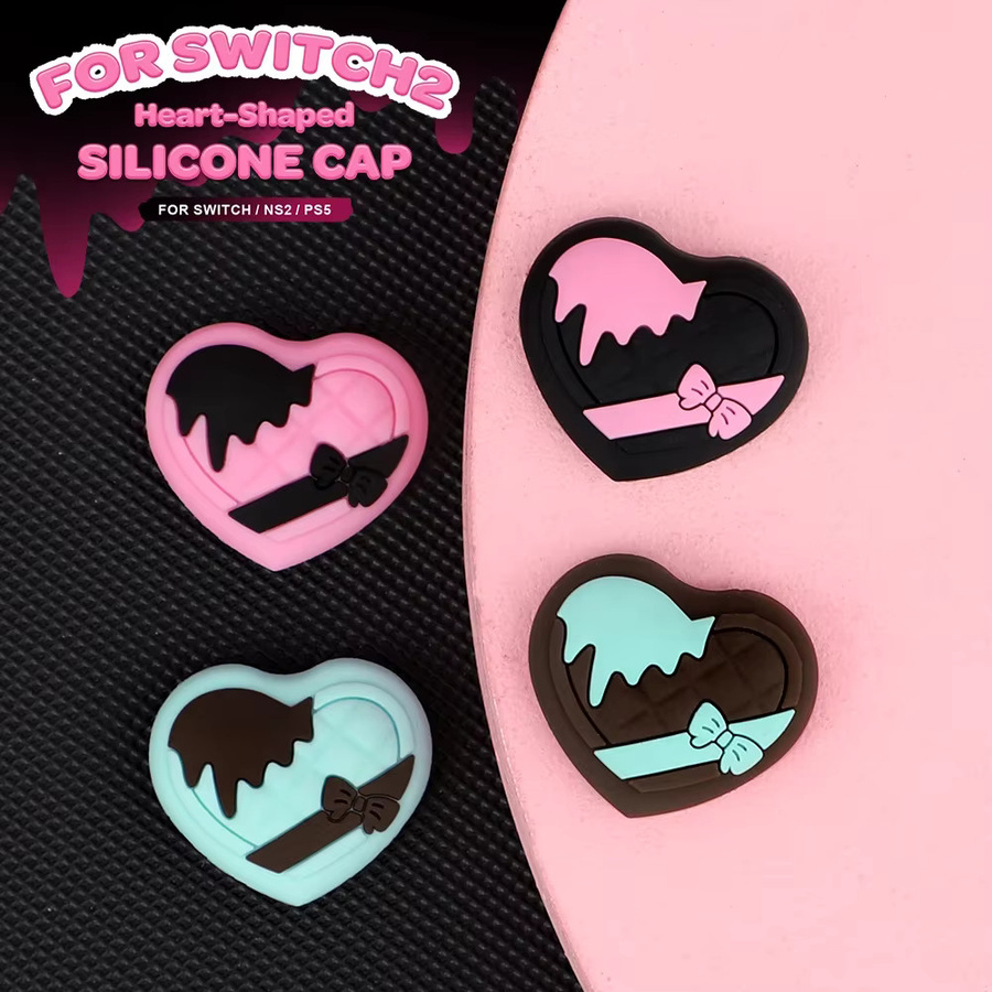 4-teiliges Set Silikon-Daumengriffkappen Rutschfeste Schutzhüllen für Nintendo Switch, Switch Lite, Switch OLED sowie PS5 und PS4 Controller in Schwarz, Pink und Multicolour - Bild 2