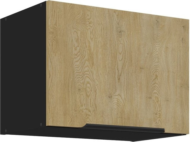 Küchen Kurzhängeschrank CREMONA Eiche hell und Schwarz, Breite: 50 cm - Bild 1