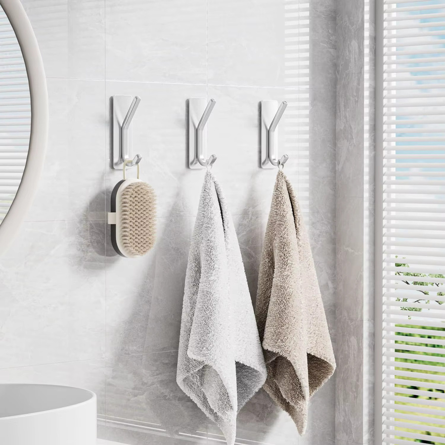 4 Stück selbstklebende Handtuchhaken aus Edelstahl in Silber für das Badezimmer - Bild 2