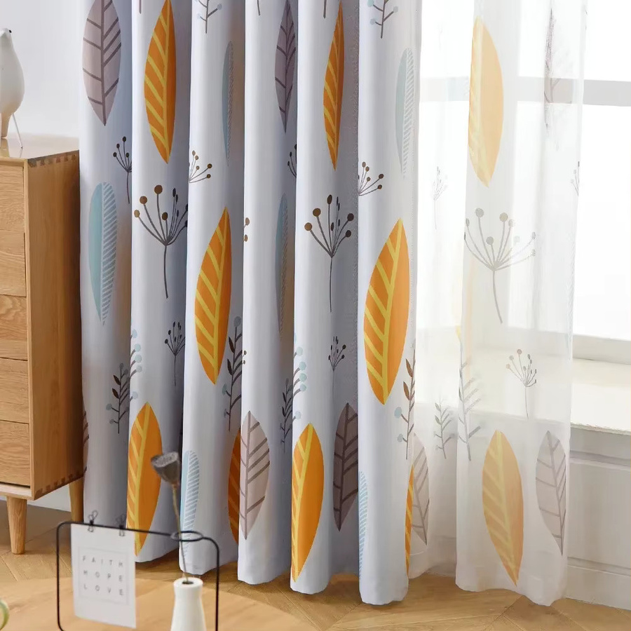 Napearl Blackout Vorhang mit Blätter-Print aus Tüll für Schlafzimmer und Wohnzimmer, Farbe: Schwarz, Blau oder Weiß - Bild 2