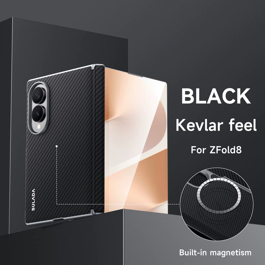 Samsung Galaxy Z Fold 8 Lederhülle mit Scharnier-Abdeckung und Magnetfunktion in Schwarz - Bild 3