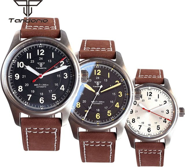 Tandorio Armbanduhr Pilot, Automatik, Edelstahl, 39 mm, Herren - Bild 1