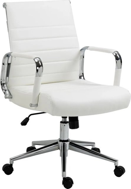 Svita Office Comfort Bürostuhl in Weiß aus Kunstleder mit Armlehnen und Rollen, B/T/H: 56 x 64 x 103 cm - Bild 1