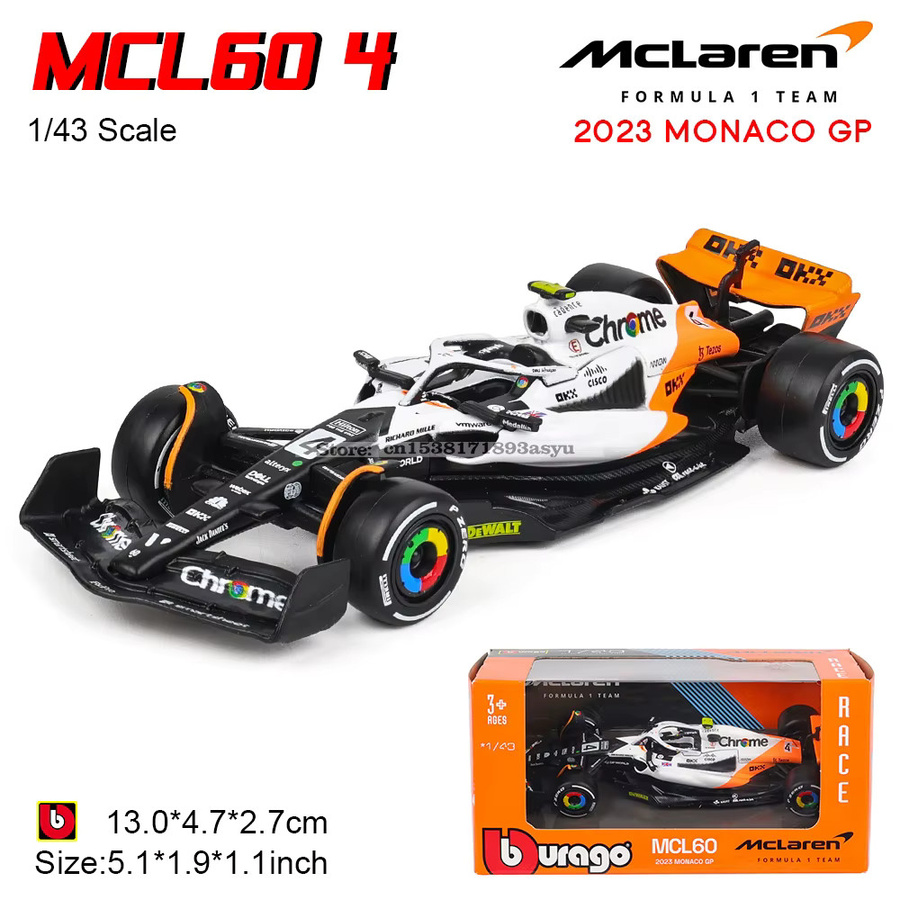 Bburago McLaren F1 2024 MCL60 Monaco, Automodell, 1:43, Weiß, ab 3 Jahre - Bild 1