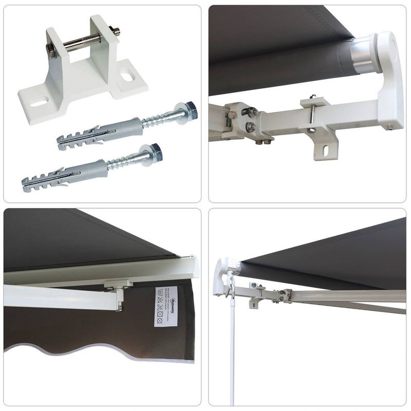 Outsunny Gelenkarmmarkise grau aus Aluminium und Polyester, Wandmontage, B: 400 cm, T: 300 cm - Bild 2