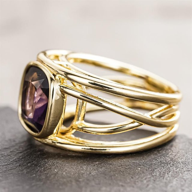 Huitan Damenring, Gold, Zirkonia, lila, Damen - Bild 1