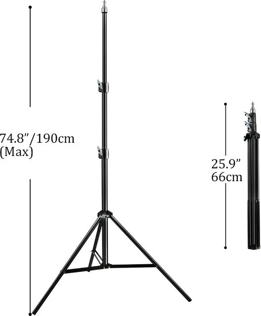 SH Metall-Großstativ in Schwarz als faltbarer Lichtständer für Fotostudio, Softbox und Ringlicht - Bild 1