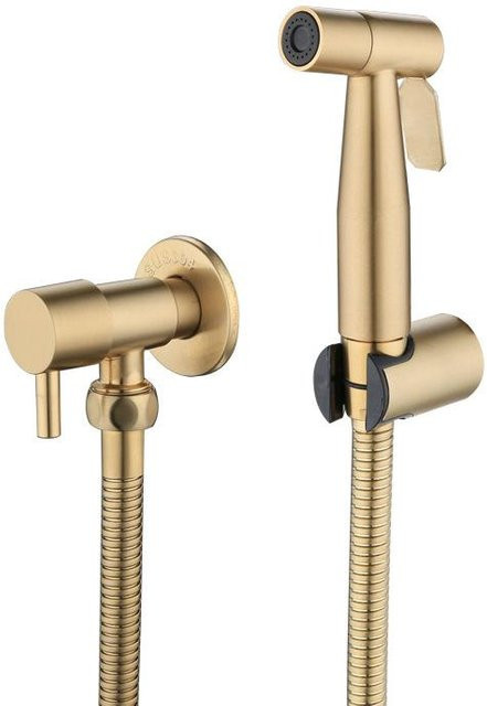 HomeHarmony Bidet-Sprühpistolen-Set aus Edelstahl SUS304 in gebürstetem Gold mit Winkelventil für die Toilette - Bild 1