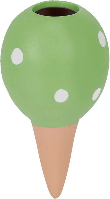 Relaxdays Tonkegel aus Keramik in Grün, 4er Set, Wasserdurchlässig für Zimmerpflanzen, Balkonkästen und Hochbeete, Höhe: 11,5 cm, Durchmesser: 6 cm - Bild 1
