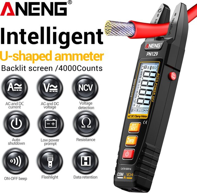 ANENG Digitales Zangenmessgerät Multimeter in Schwarz mit 4000 Zählungen für AC/DC-Spannung, Strom, Kapazität, Widerstand und NCV-Sensor - Bild 1