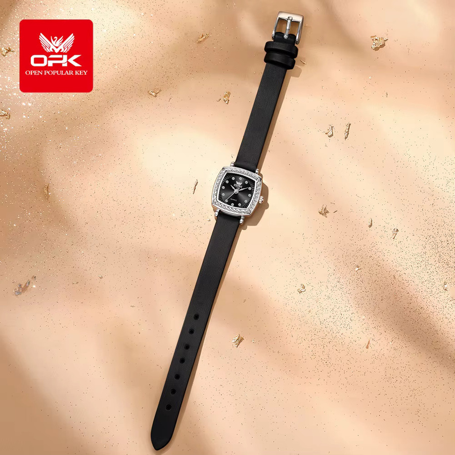 OPK Armbanduhr Quarz, Leder, Schwarz, Silber, Damen - Bild 3
