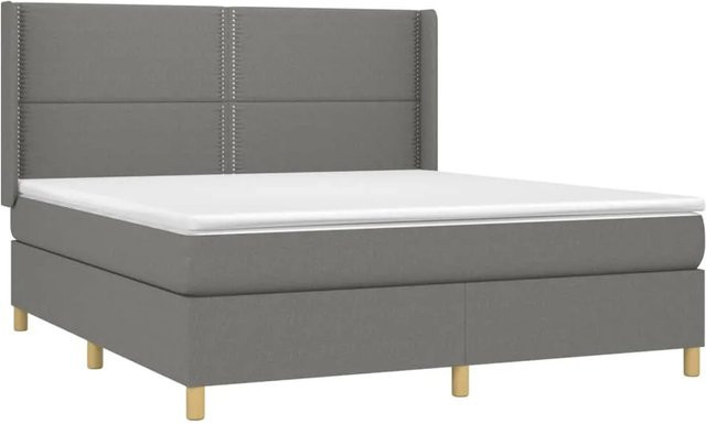 vidaXL Boxspringbett Hybrid mit Matratze und LED-Beleuchtung in Dunkelgrau und Weiß, B/T/H: 180 x 200 x 183 cm - Bild 1