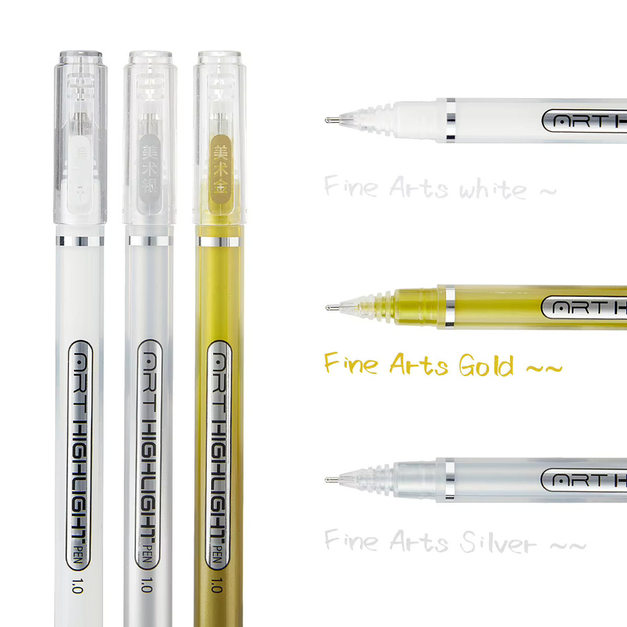 Gelschreiber-Set für Künstler mit 1 mm extra feiner Spitze, 6er-Pack in Weiß, Gold und Silber - Bild 2