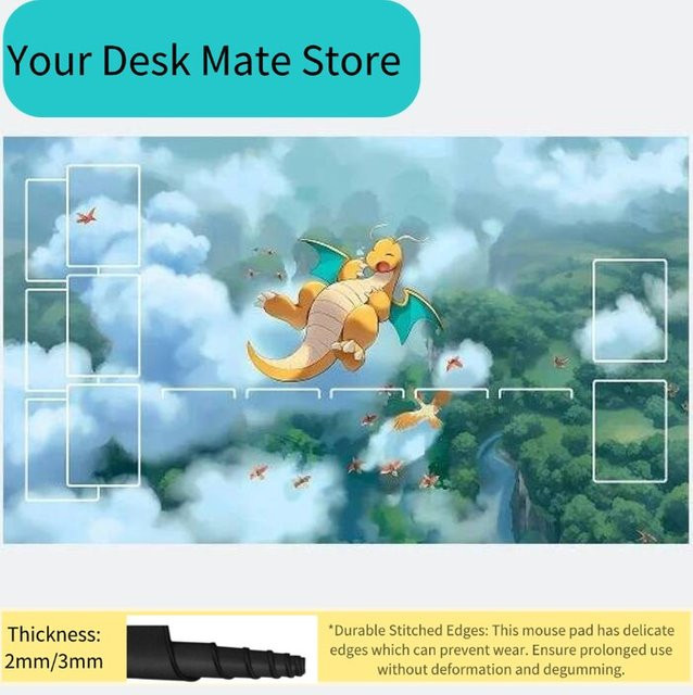 Bandai Chibi Dinosaurier Mauspad Große Schreibtischunterlage mit Kartenlayout für TCG-Spieler in Multicolour - Bild 1