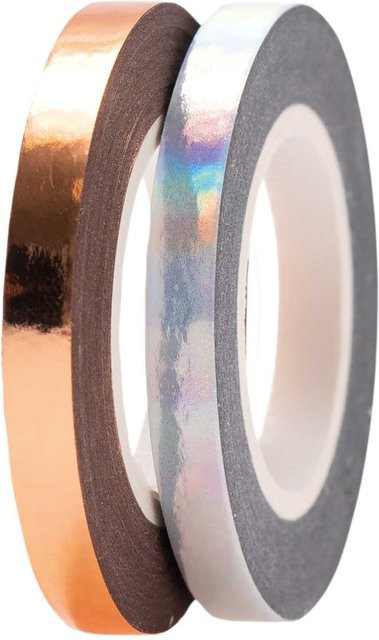 Rico Design Paper Poetry Washi Tapes Metallic in Irisierend-Roségold, 2 Stück mit 5 mm Breite und 10 m Länge - Bild 1