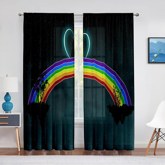 Super Six Regenbogen Chiffon-Vorhang aus transparentem Tüll in Multicolor, Breite: 250 cm, Höhe: 250 cm - Bild 1