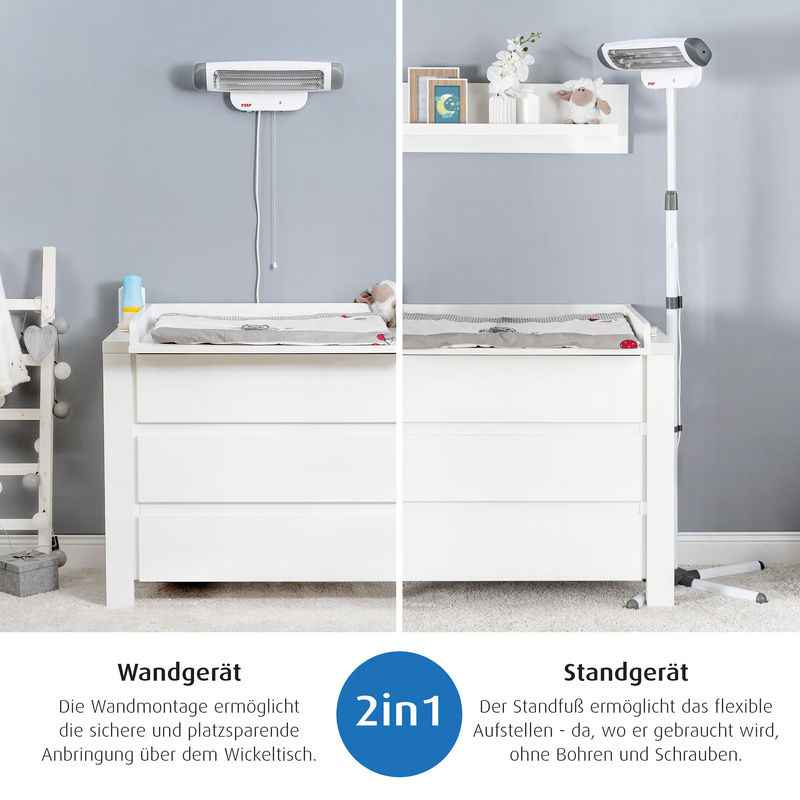 Reer 2-in-1 FeelWell Infrarot-Heizstrahler mit Standfuß und Abschaltautomatik in Weiß und Grau - Bild 2