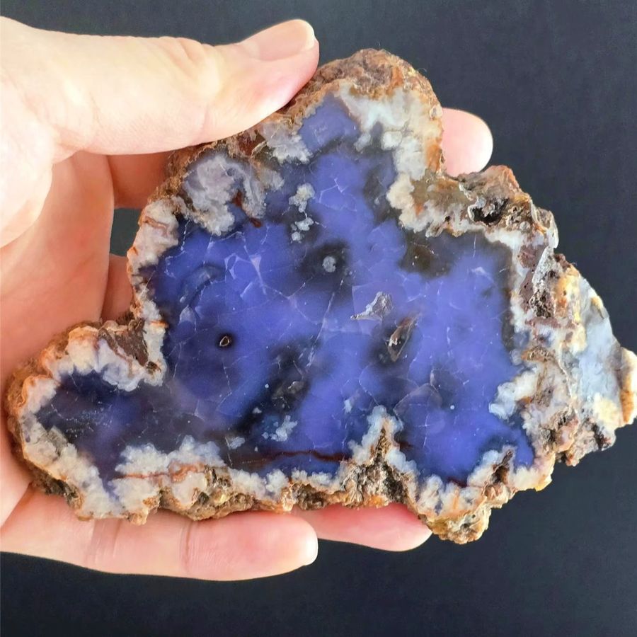 CRYSTALHOLA böhmische Achat-Scheibe mit blauem Kirschblütenmuster in Tiefblau und Beige - Bild 2
