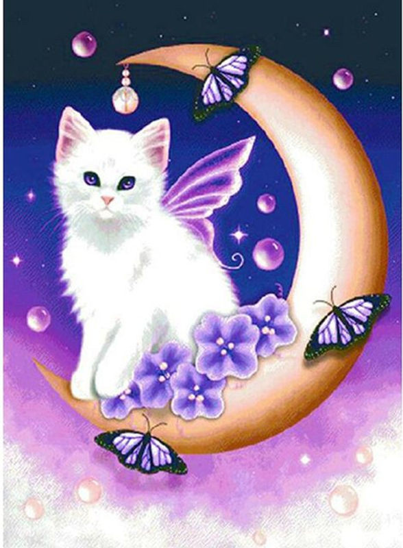 FIYO Diamond Painting Set Mond und Kat als DIY Mozaik Wandbild, Mehrfarbig, B: 30 cm, H: 20 cm - Bild 1