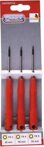 Connex Feinmechanikerschraubendreher-Set, 3-teilig, rot/silber/schwarz - Bild 1