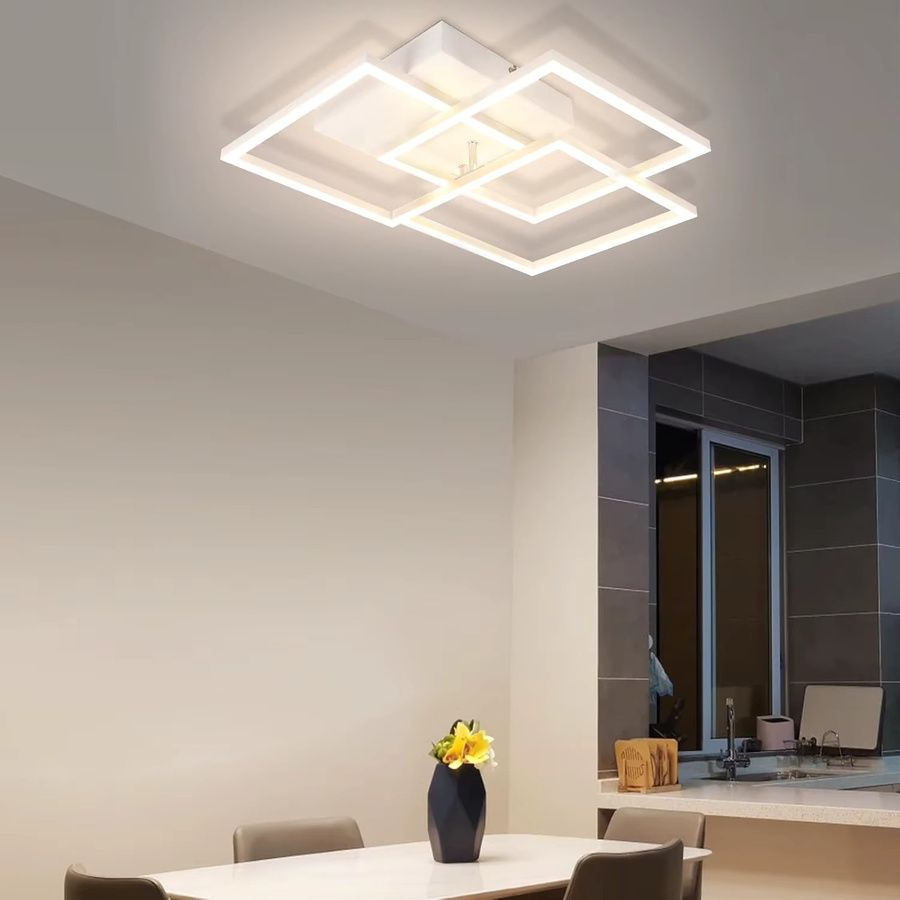 Cliheet LED-Deckenleuchte in Weiß mit 3 Quadraten, 36W, dimmbar mit Fernbedienung, CCT Farbtemperatur für Wohnzimmer, Schlafzimmer, Küche und Kinderzimmer - Bild 6