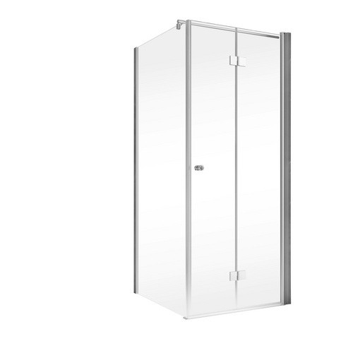 Schulte ExpressPlus Garant 2.0 Duschkabine als Eckeinstieg mit Drehfalttür und Seitenwand, Farbe Silber, B/T/H: 90 x 90 x 200 cm - Bild 2