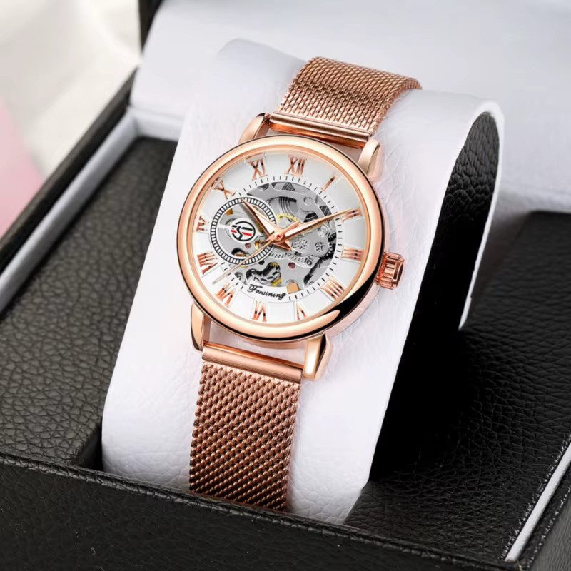 FORSINING Armbanduhr, Handaufzug, Roségold, Edelstahl, Damen - Bild 2