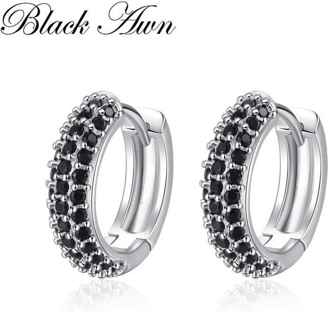 Black Awn Creolen Kupfer, Schwarz, Zirkonia, Damen - Bild 1