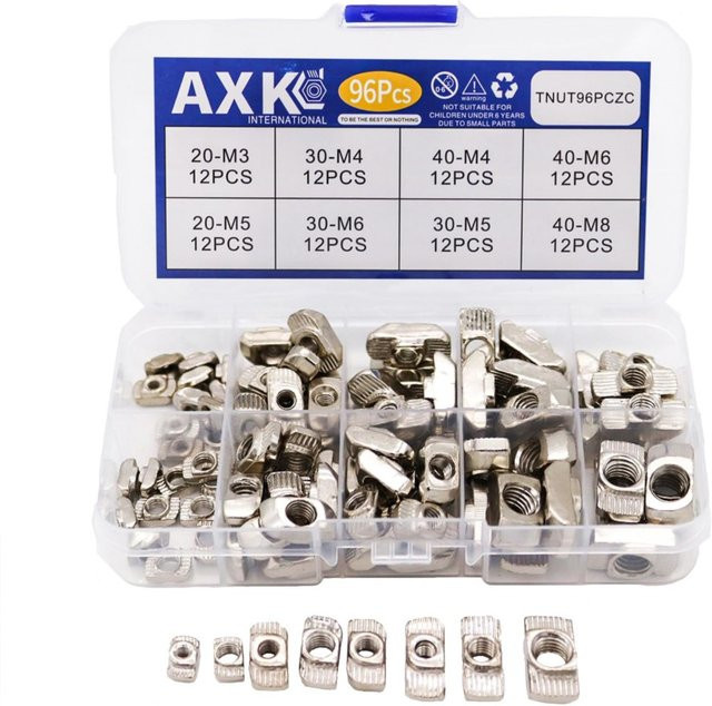 AXK 96-teiliges T-Nut-Set in Silber für Aluminiumprofile 2020 3030 4040 mit Hammerkopf T-Nut-Kit M3 M4 M5 M6 M8 - Bild 1