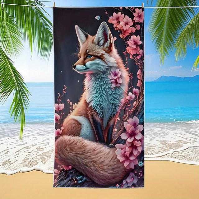 Wandteppich JMG Household Supplies mit Fuchs Aquarell-Druck im Boho Floral Dschungel Design, B/H: 100 x 200 cm, Mehrfarbig - Bild 1