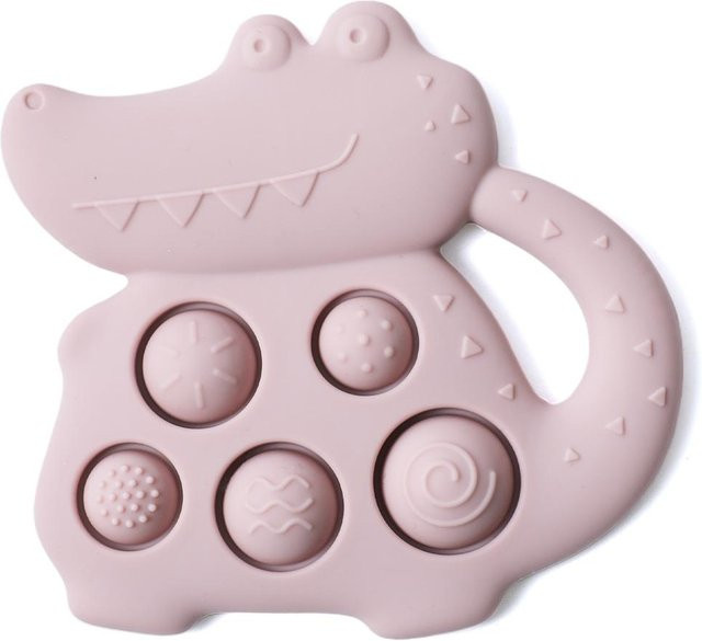 Binchi Outdoor Product Dinosaurier Beißring aus Silikon für Babys, Rosa/Pink, BPA-frei - Bild 1