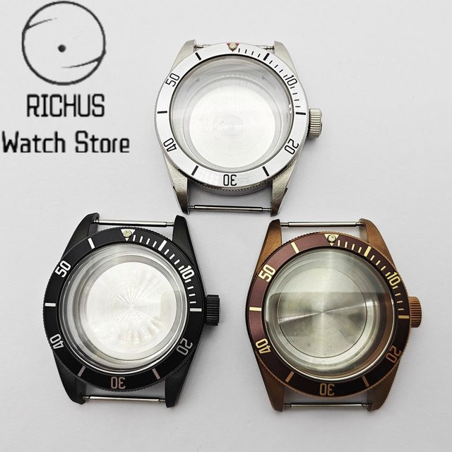 RICHUS Uhrengehäuse Edelstahl, Schwarz, 41 mm, Saphirglas - Bild 1