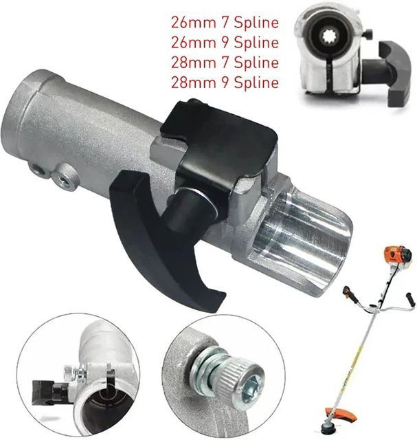 Ninth World Quadratische Welle Stecker Pinsel Joint Klemme für Rasenmäher und Bewässerungsmäher, Silber, 26mm/28mm, 7/9 Zähne - Bild 1