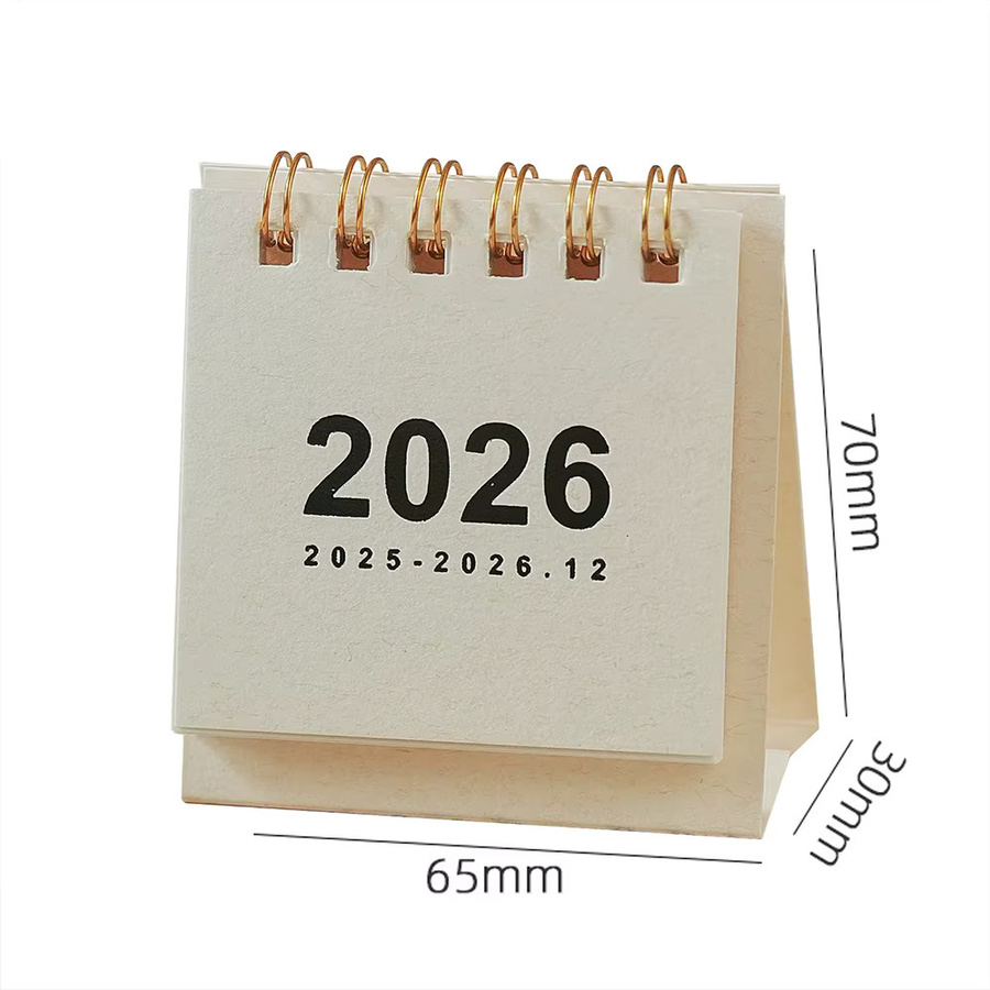 Mini-Kalender 2026 unbedruckt weiß tragbarer Desktop-Kalender mit 180 Grad Aufschlag und monatlicher Übersicht - Bild 3