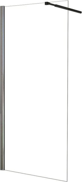 AICA Walk In Duschwand Schwarz mit Stabilisator, Glas transparent, B/H: 80 x 195 cm - Bild 1